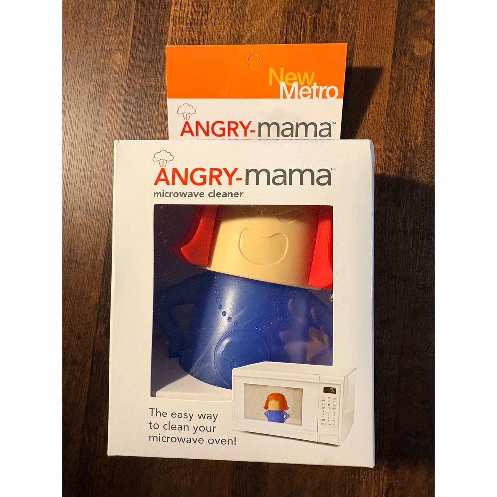 New Metro Angry-Mama Microwave Cleaner Blue Red‎ Steam Cleaner AM2 NIB